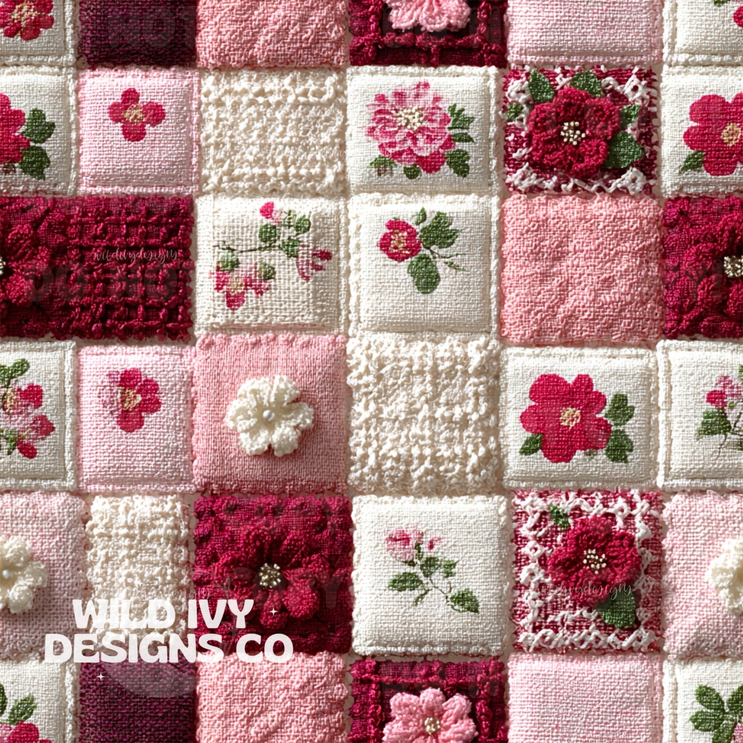 Vintage Vday Square Quilt Patchwork