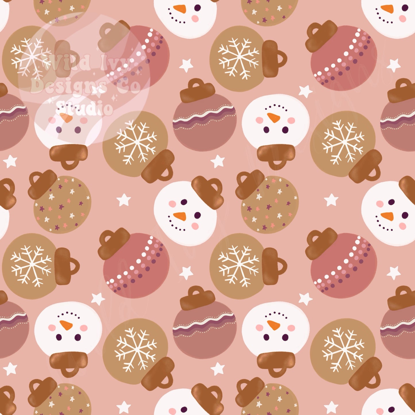 Pink Snowman Ornaments (Bright)