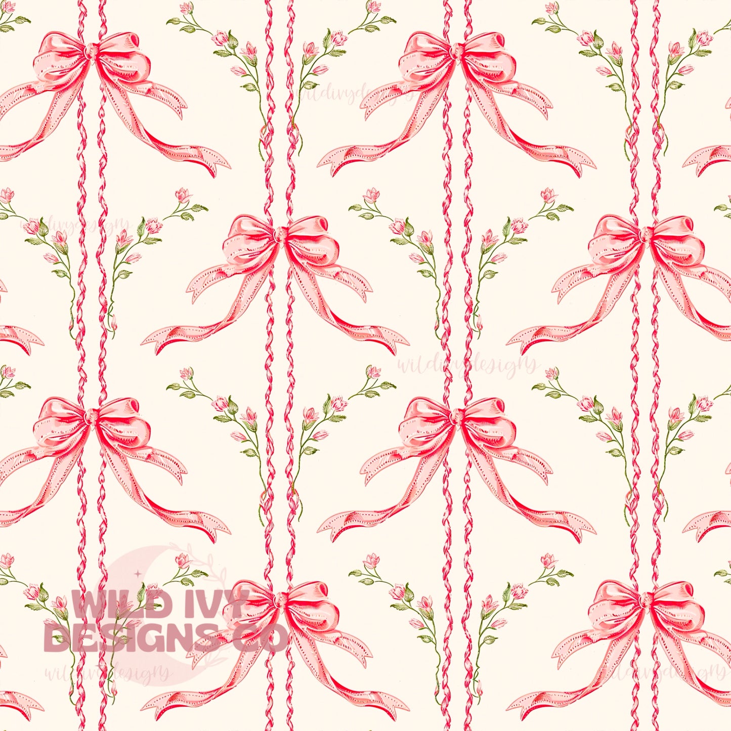 Spring Pink Coquette Bow Stripes 1