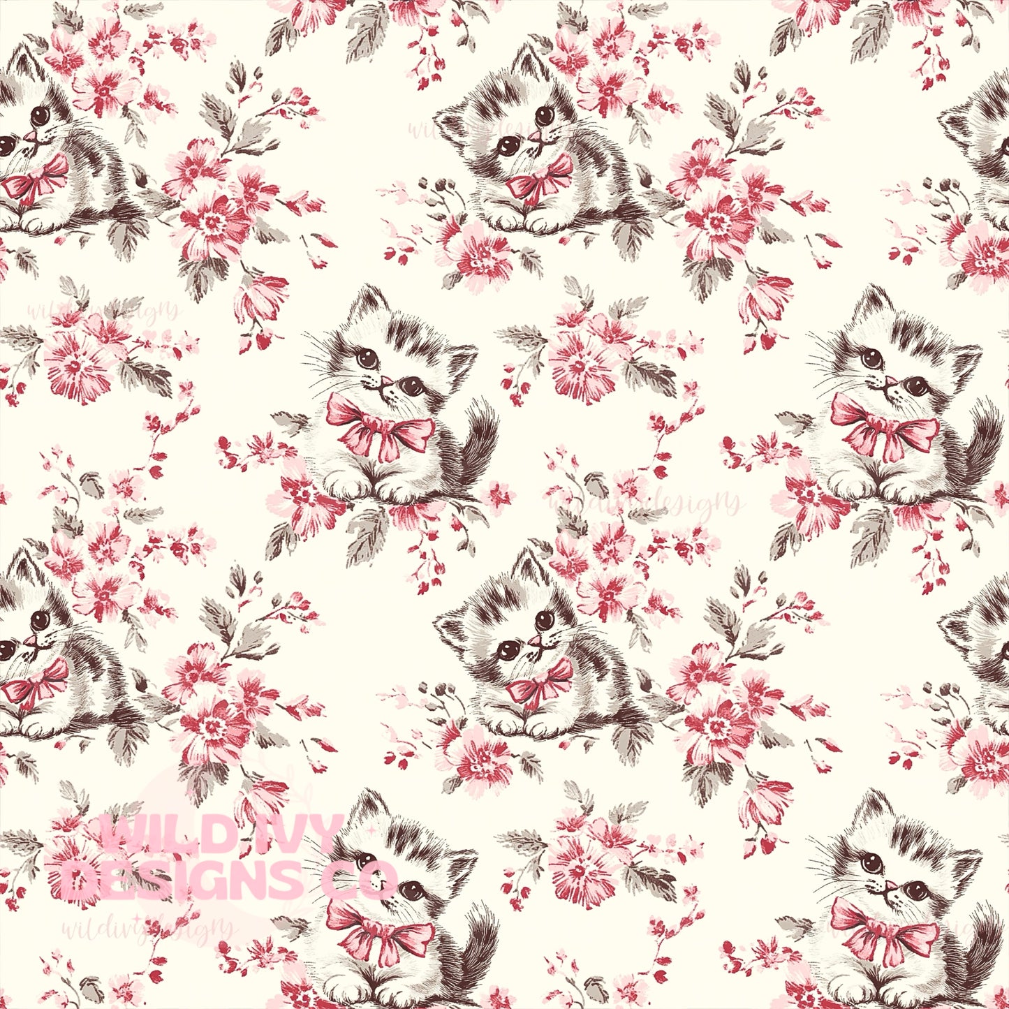 Vintage Vday Pink Kittys