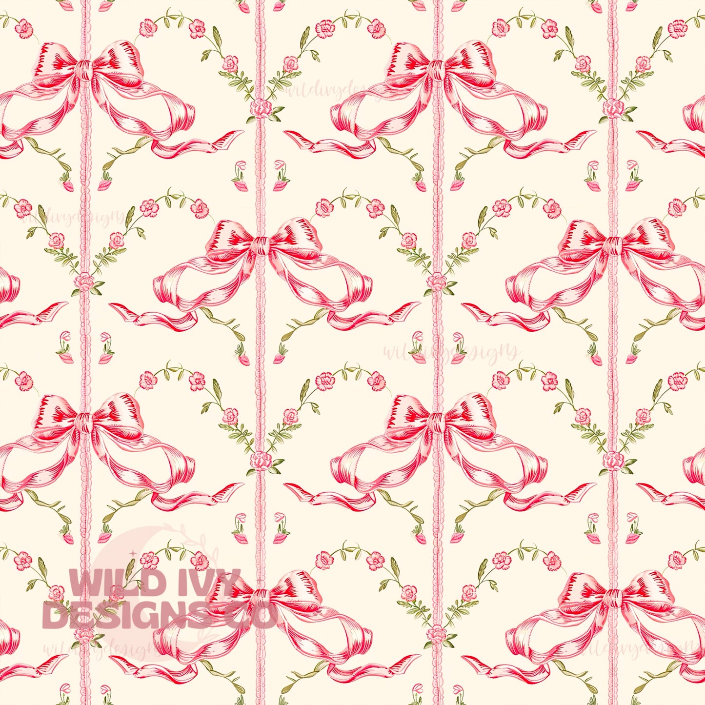 Spring Pink Coquette Bow Stripes 2