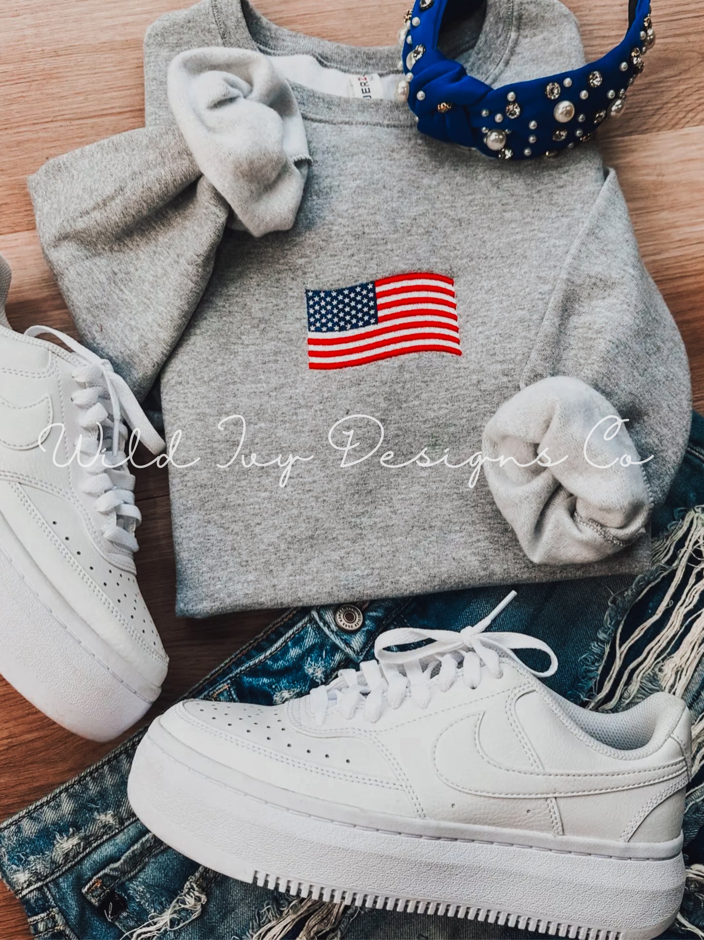 Embroidery USA FLAG Crew