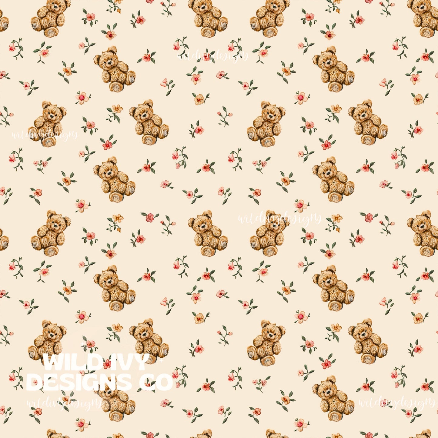 Pink Vintage Floral Teddys