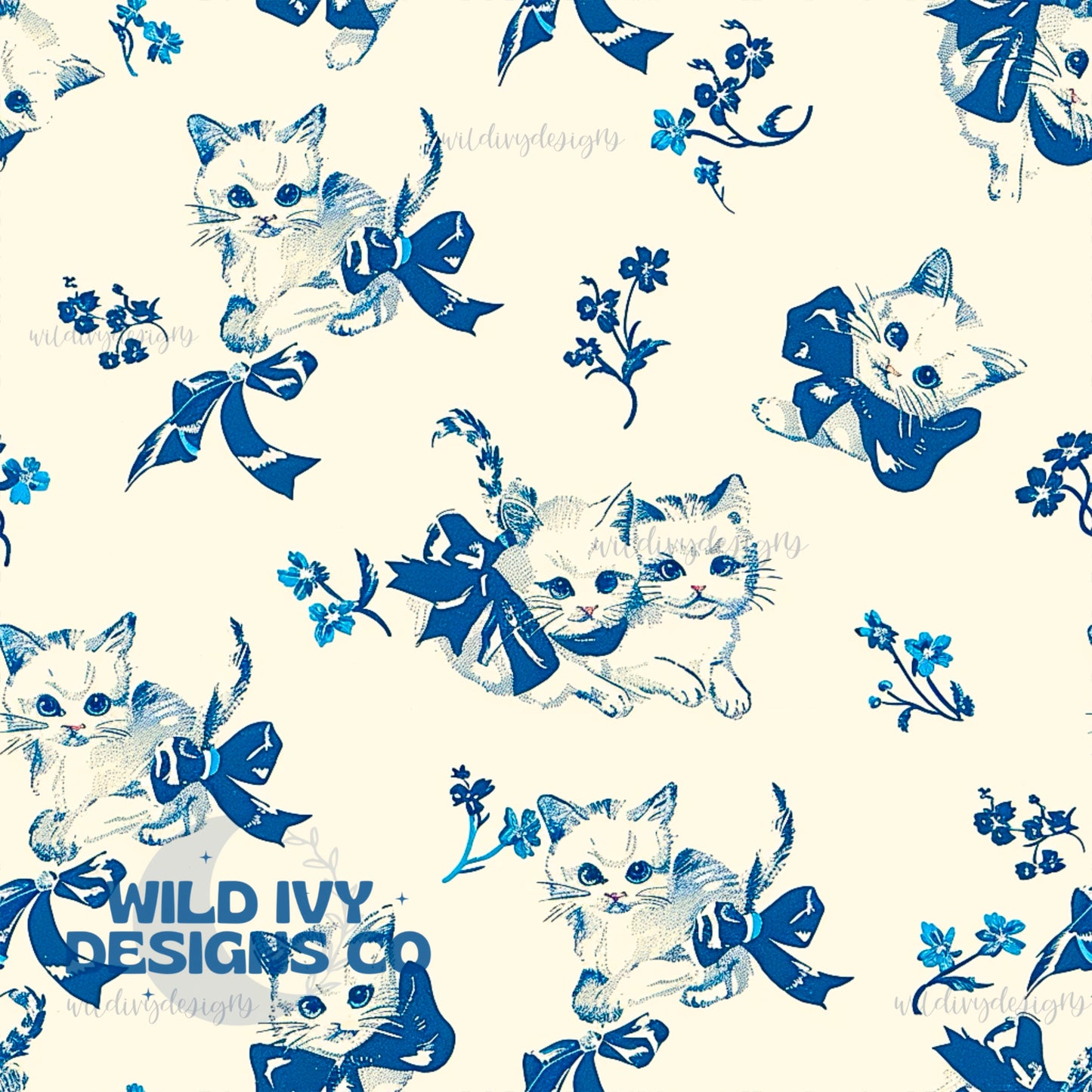 Vintage Kittys Blue 1