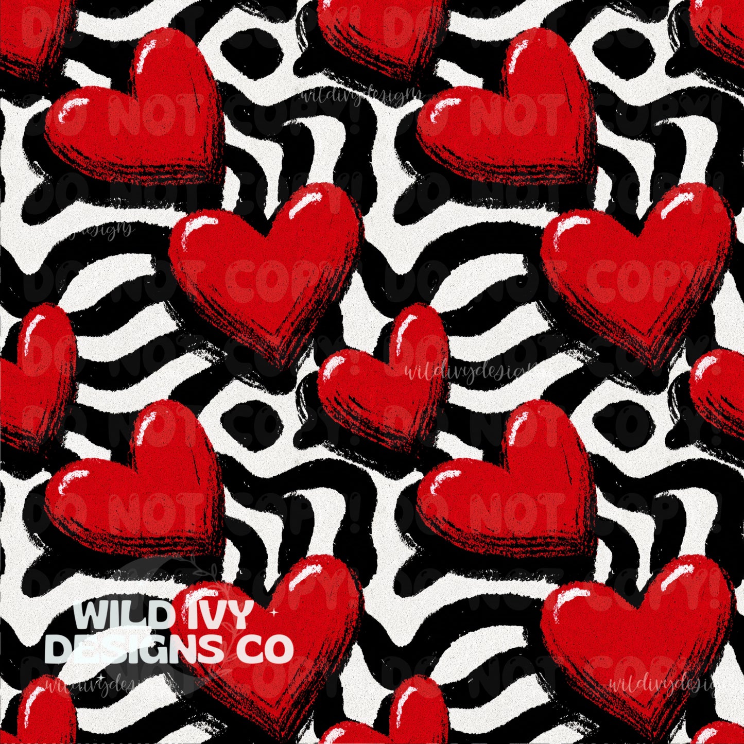 Wavy Lines Retro Hearts