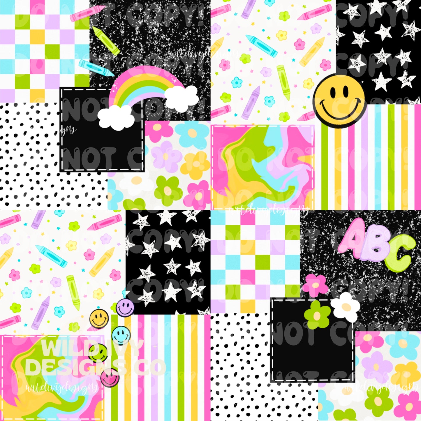 Back 2 School Rainbow Patchwork