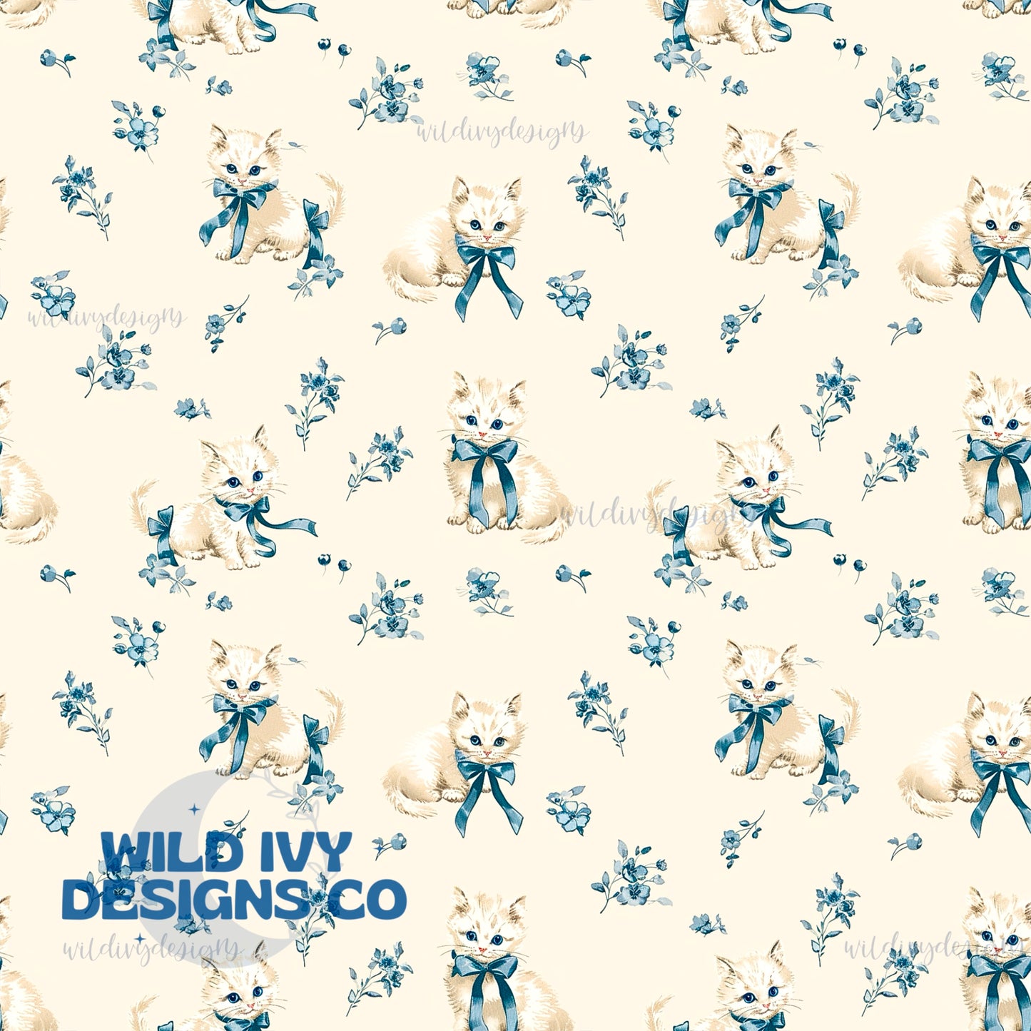 Vintage Kittys Blue 2