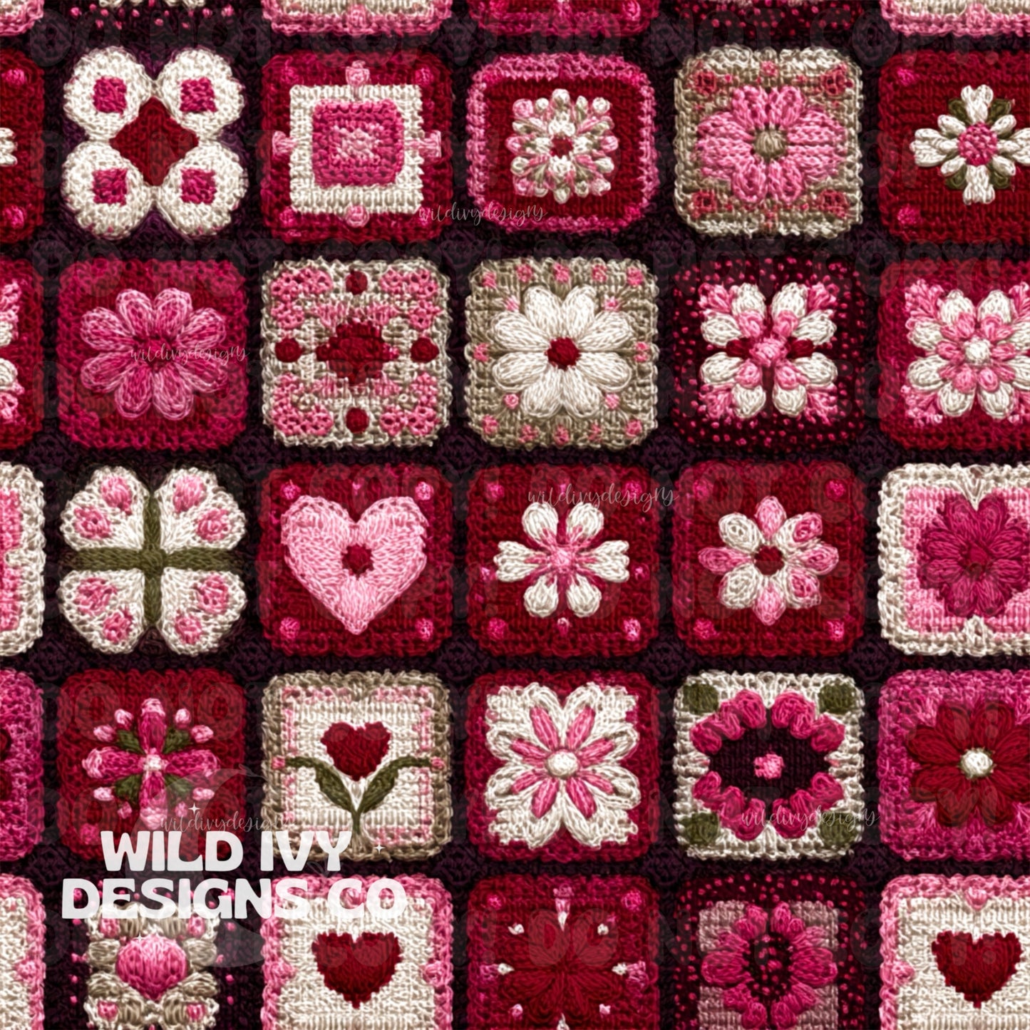 Vday Crochet Floral Squares