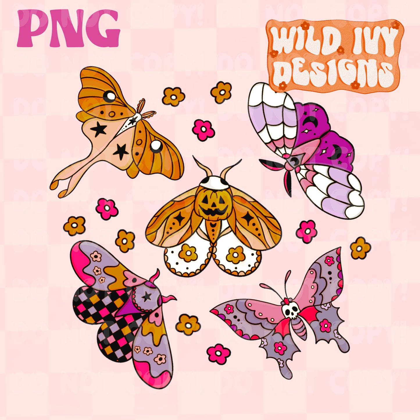 SPOOKY MOTHS PNG (3 colors)