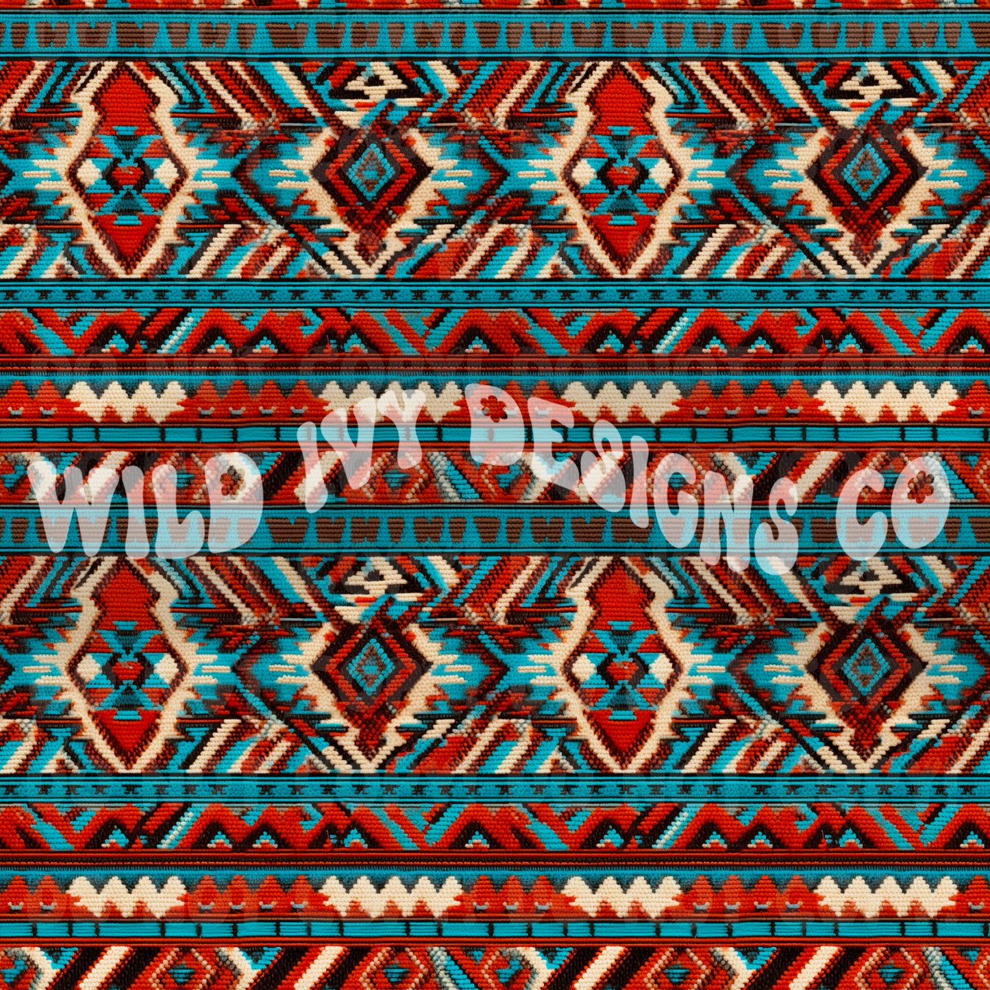 Western Rug Orange & Teal Seamless