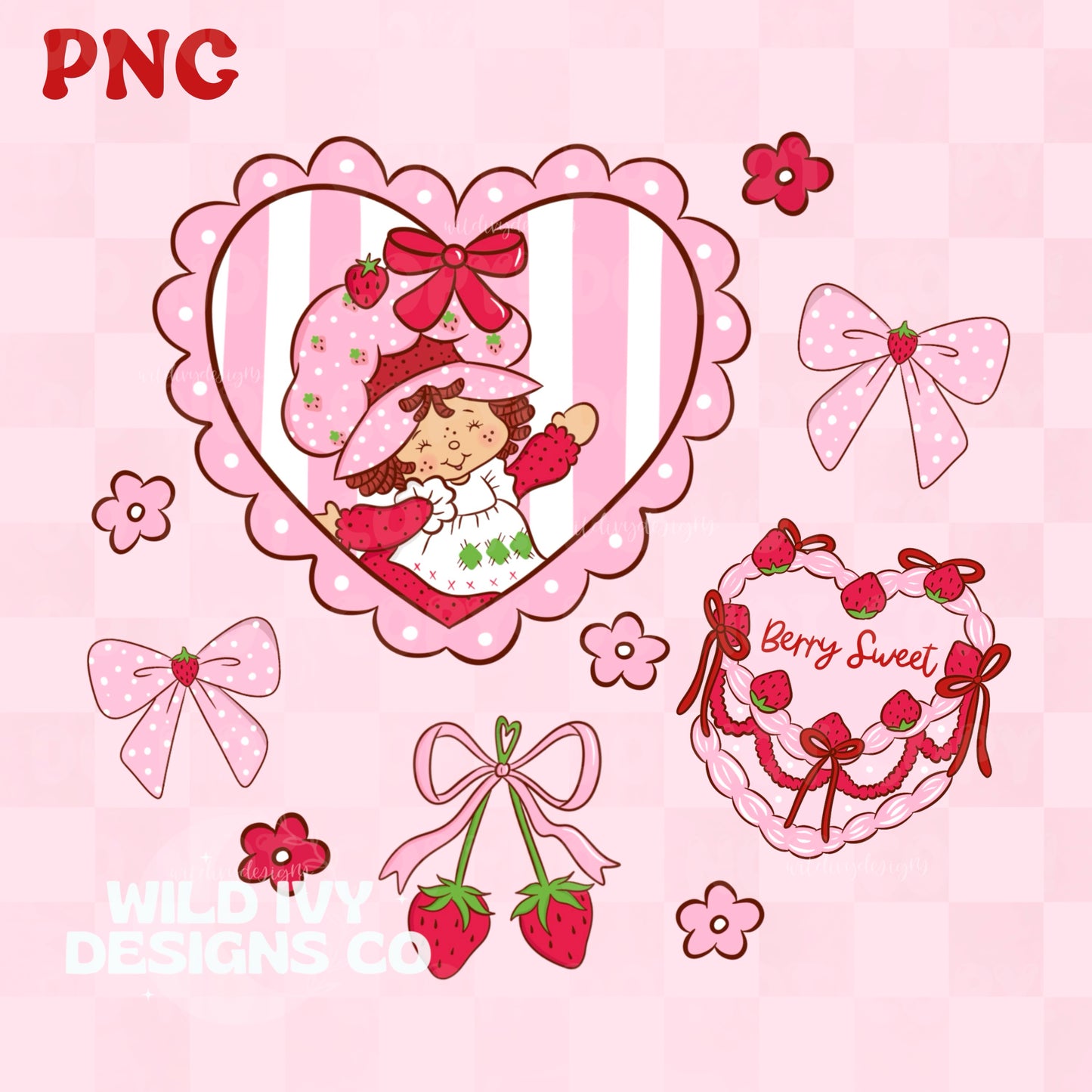 Coquette Vday Strawberry Girl PNG