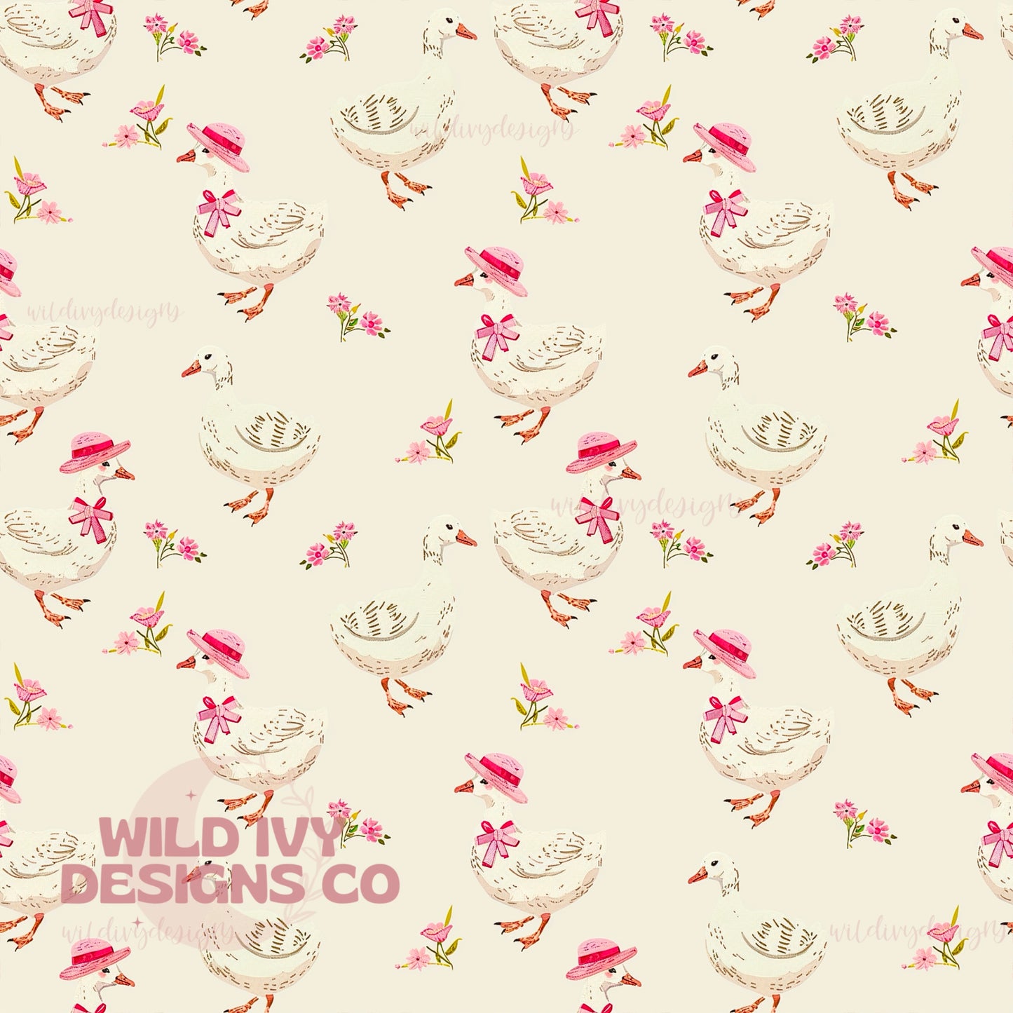 Vintage Pink Geese