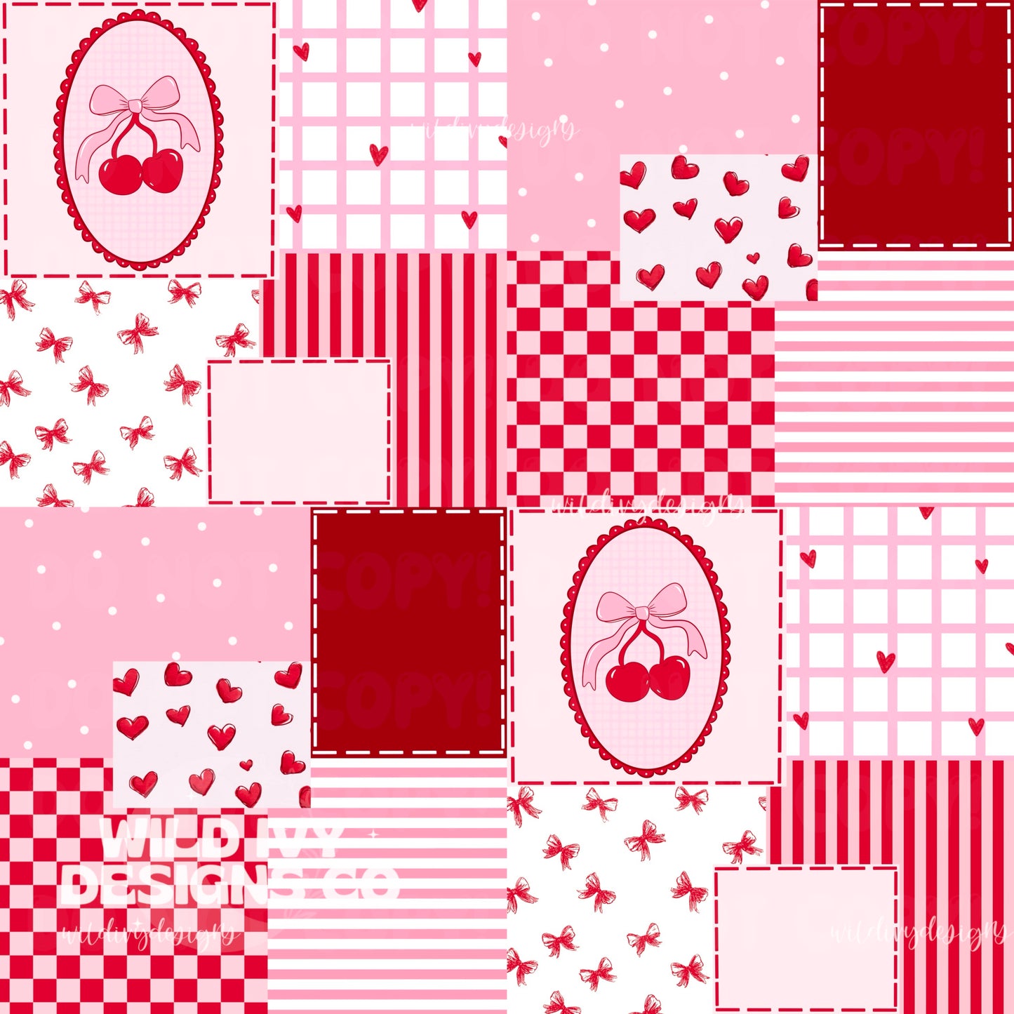 Coquette Cherry VDAY Patchwork