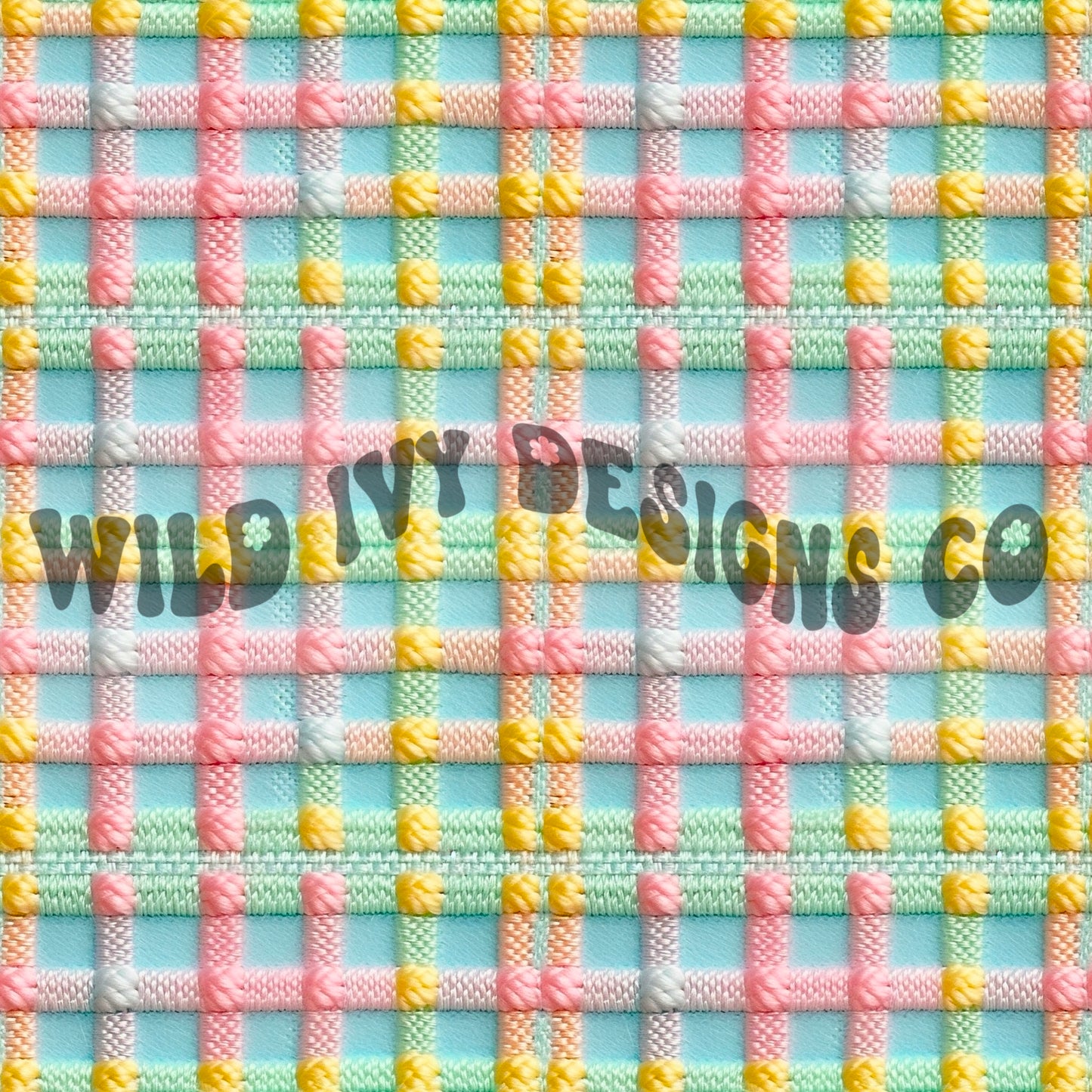 Embroidery Pastel Gingham (green, pink & yellow)