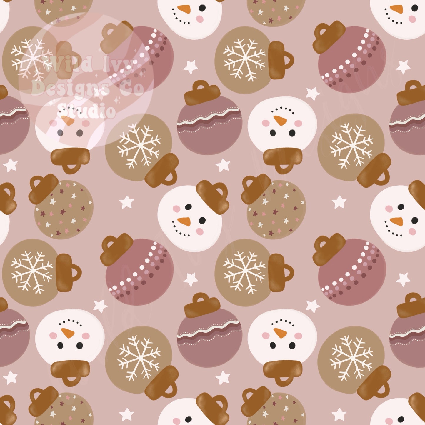 Pink Snowman Ornaments (Muted)