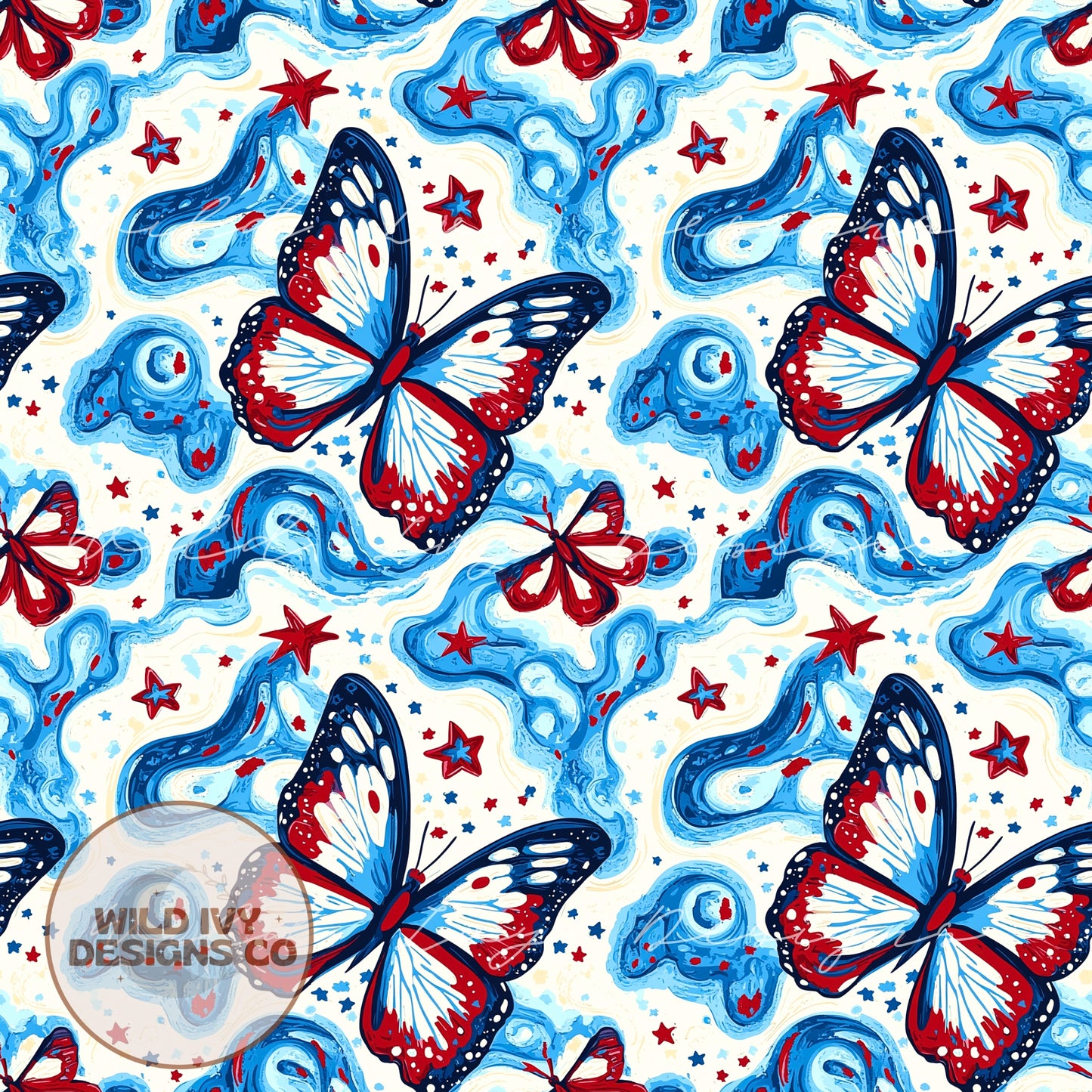 Red White & Blue Butterfly Waves