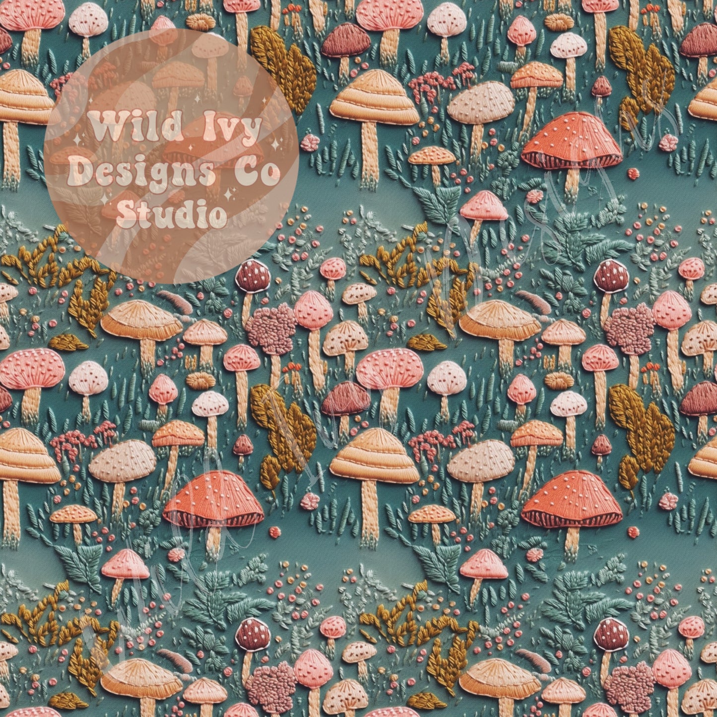 Pink Mushie Garden Embroidery