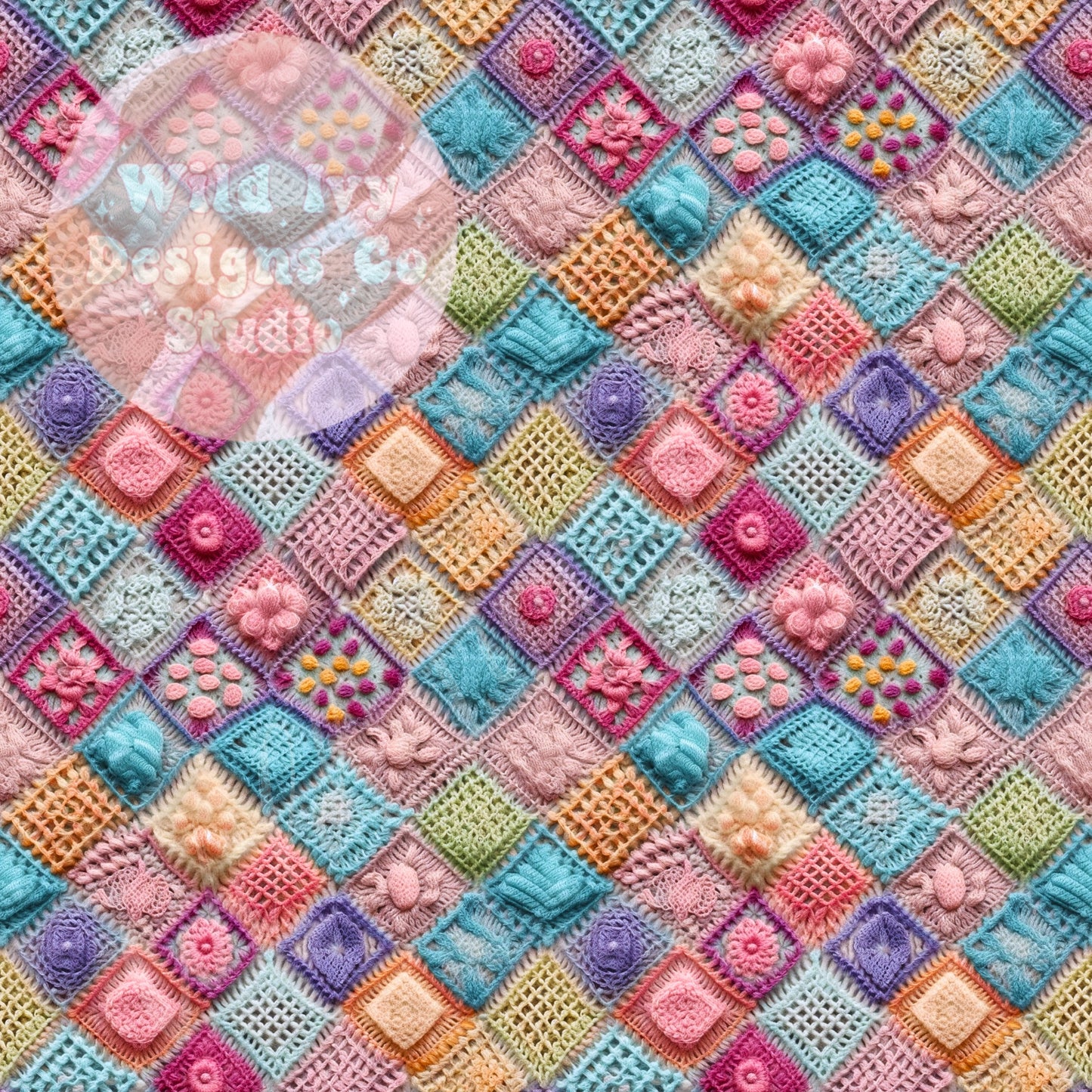 Dainty Square Rainbow Embroidery Patchwork