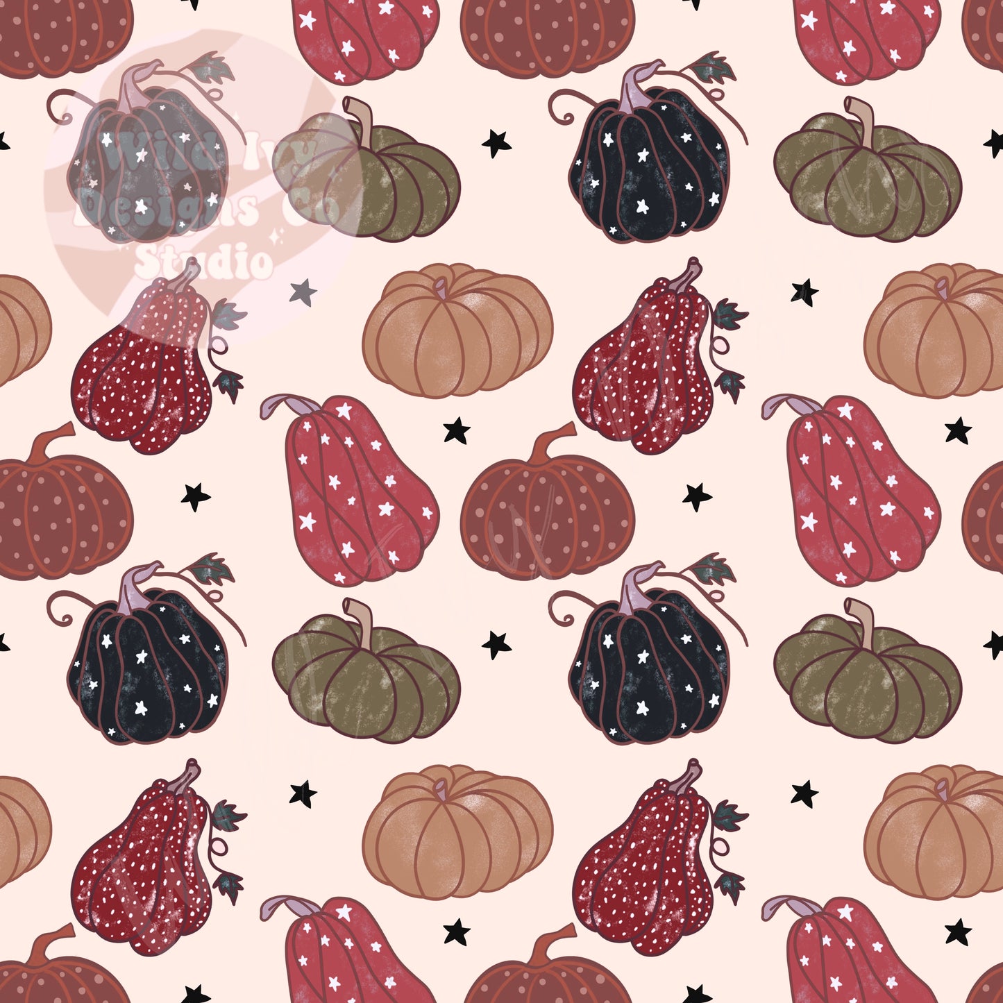 Retro Pattern Pumpkins Dark Colorway