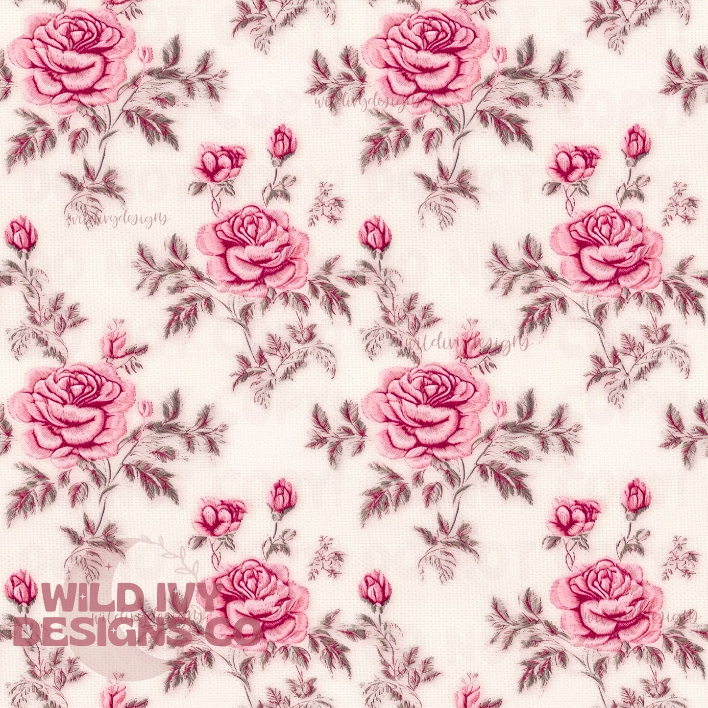 Embroidery Vintage Aurora Pink Roses