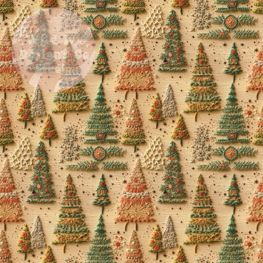 Embroidery Vintage Boho Christmas Trees