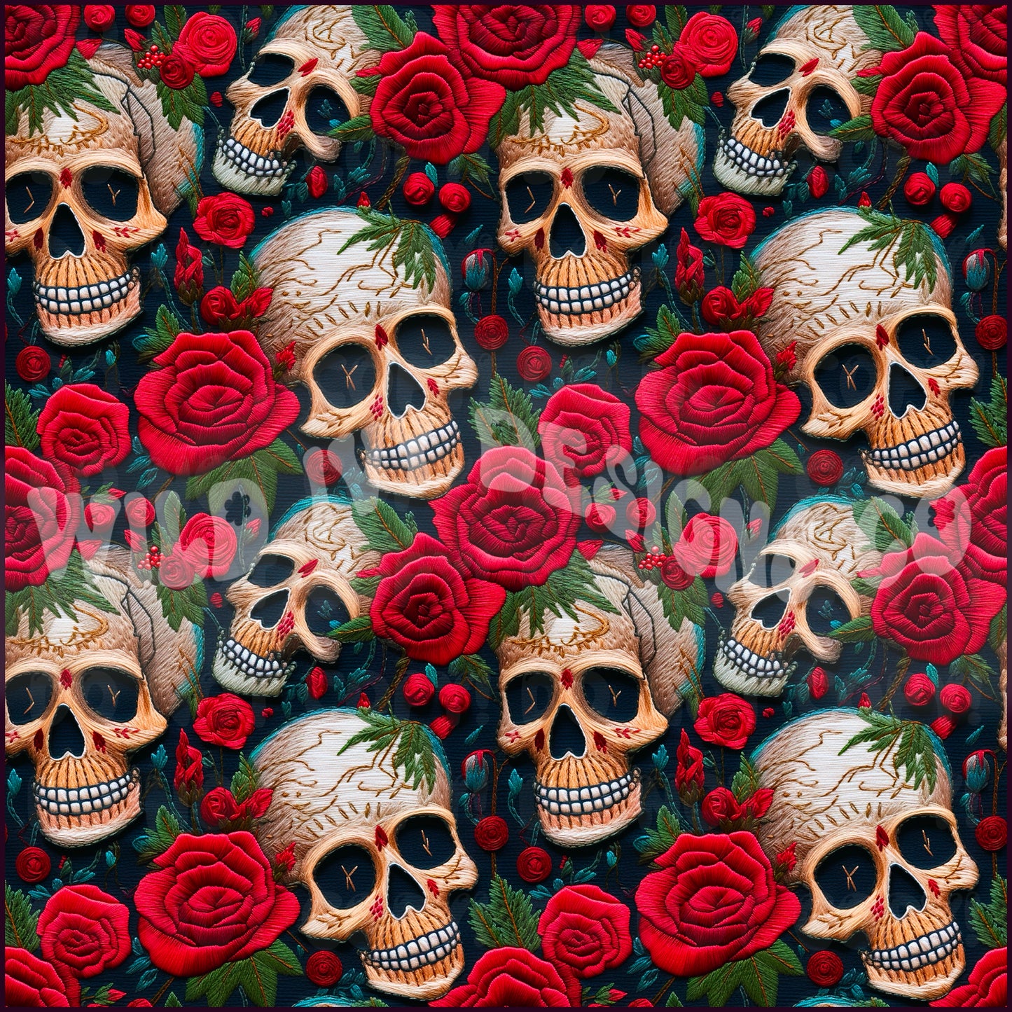 Rose Skulls Embroidery