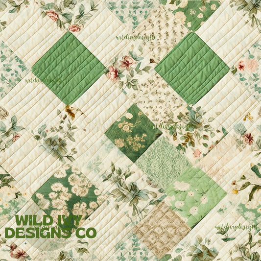 Green and Pink Diamond Quilt Patch