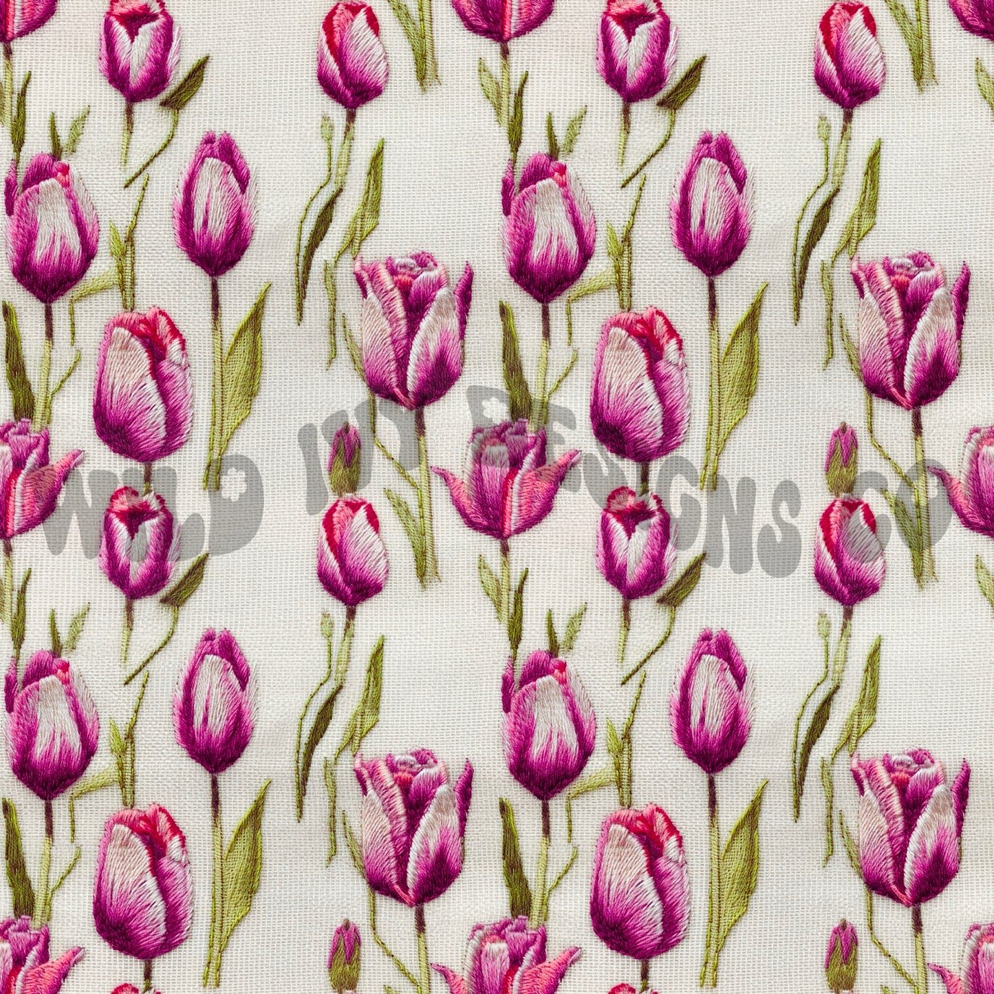 Embroidery Purple Tulips