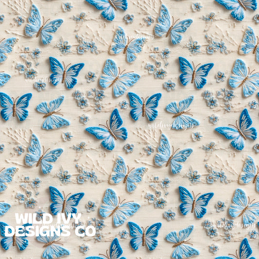 Shades Of Blue Whimsy Butterflies