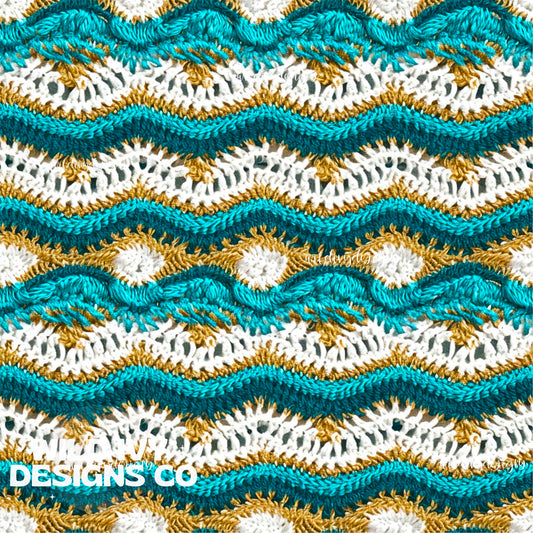 Teal and Gold Wavy Crochet