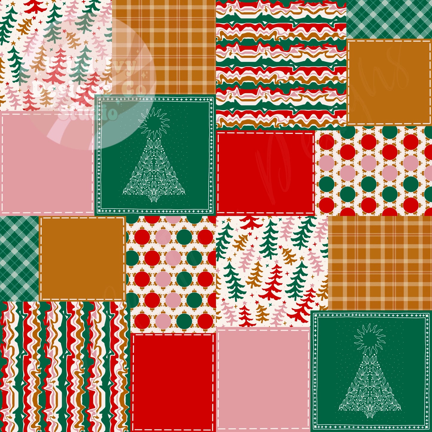 Groovy Tree Patchwork Red & Green