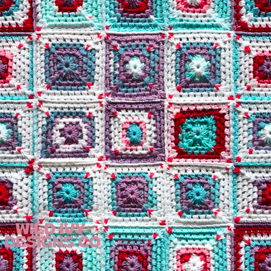 Red & Purple Square Crochet