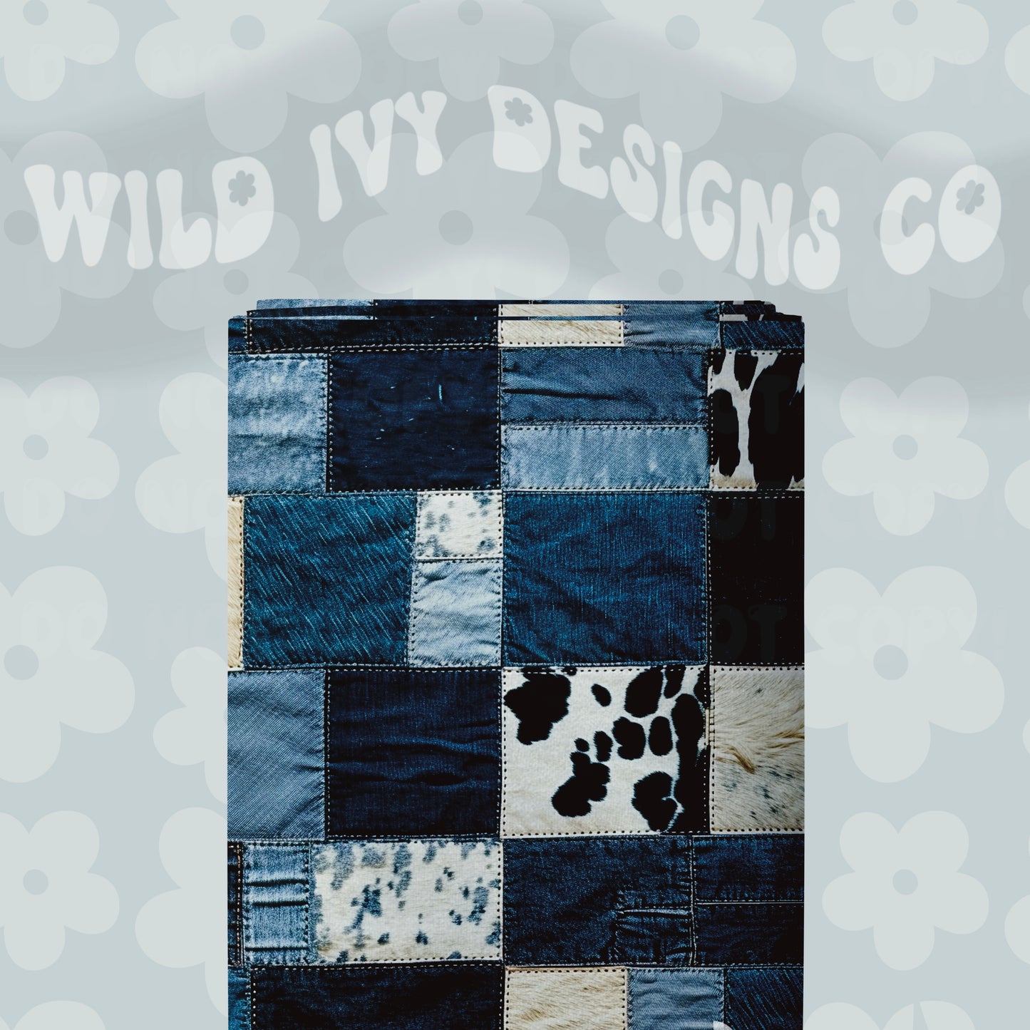 Western Denim Black & White Cowhide Patchwork