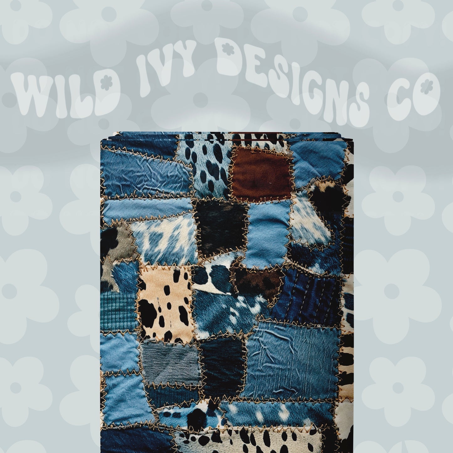 Denim Cowhide Patchwork