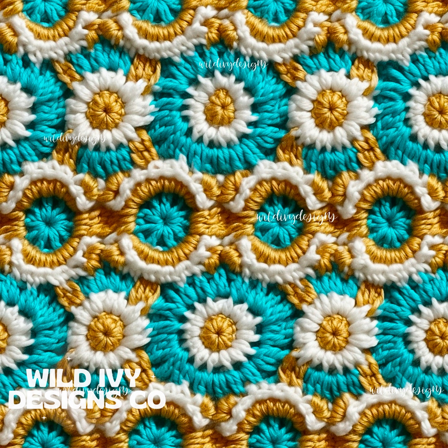 Teal and Gold Circle Crochet