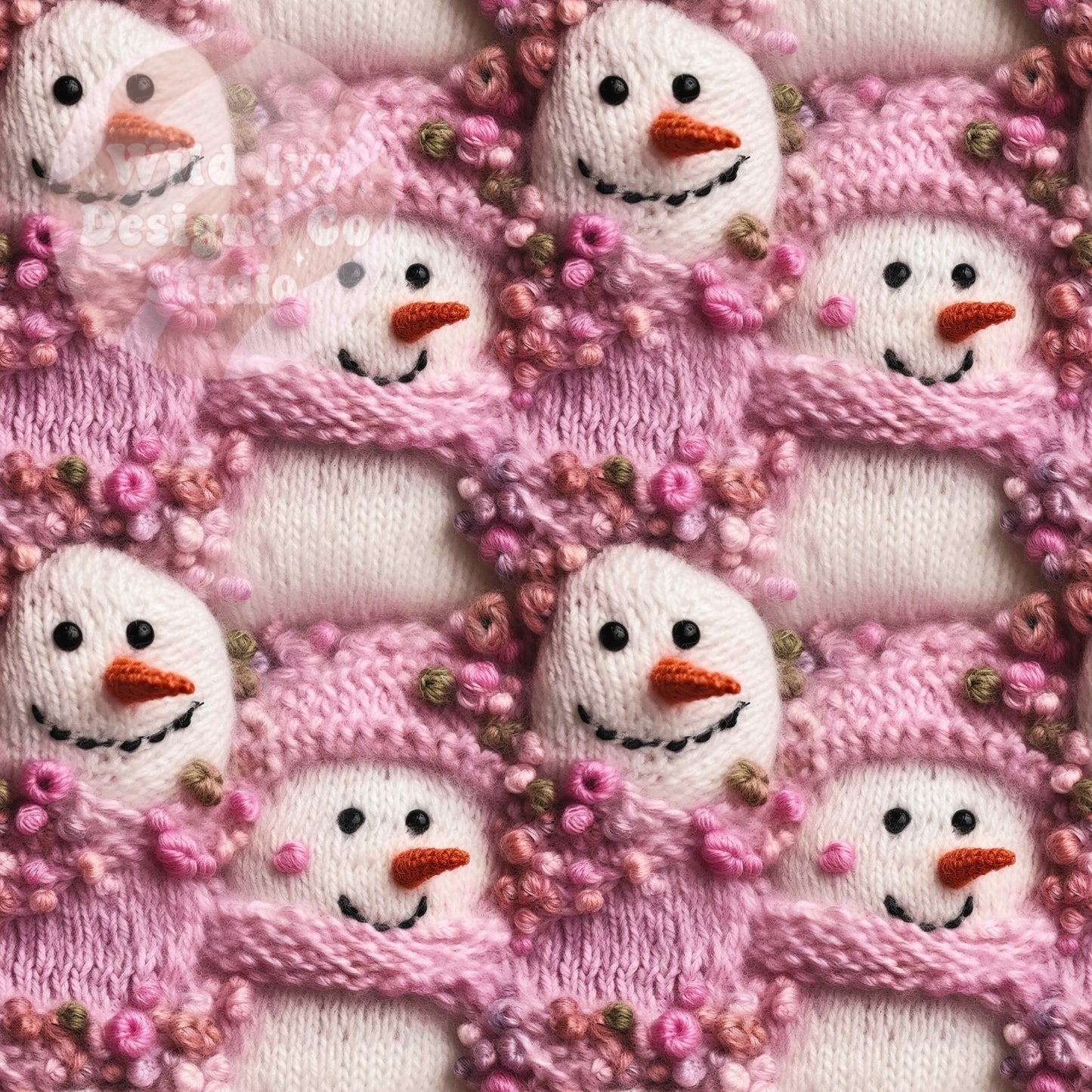 Pink Embroidery Snowman Floral