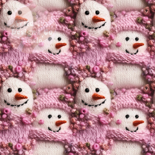 Pink Embroidery Snowman Floral