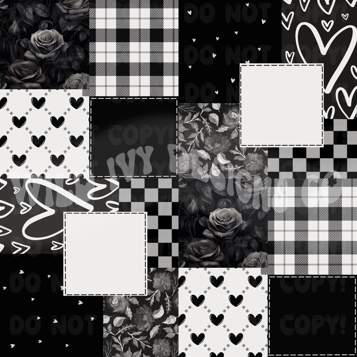 Black Vintage Rose Patchwork