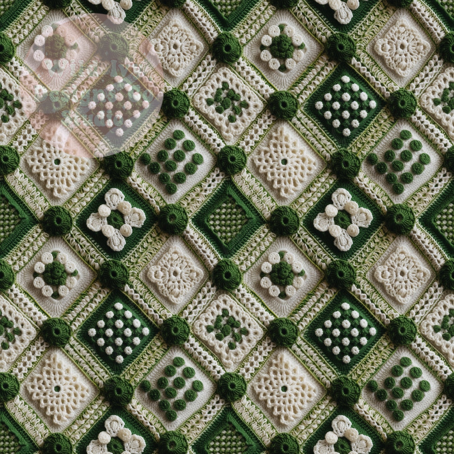 Embroidery Green Diamond Crochet