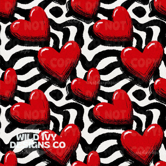Wavy Lines Retro Hearts