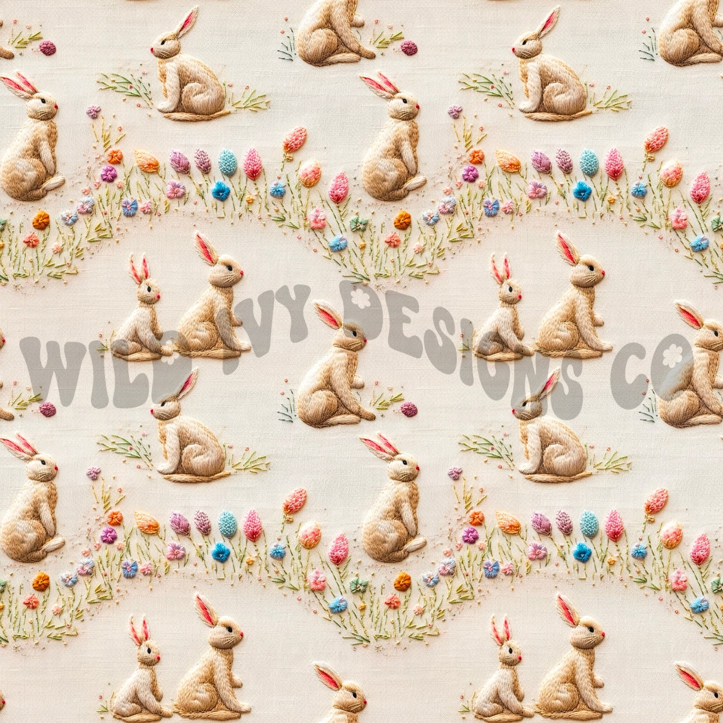 Embroidery Vintage Easter Bunnies