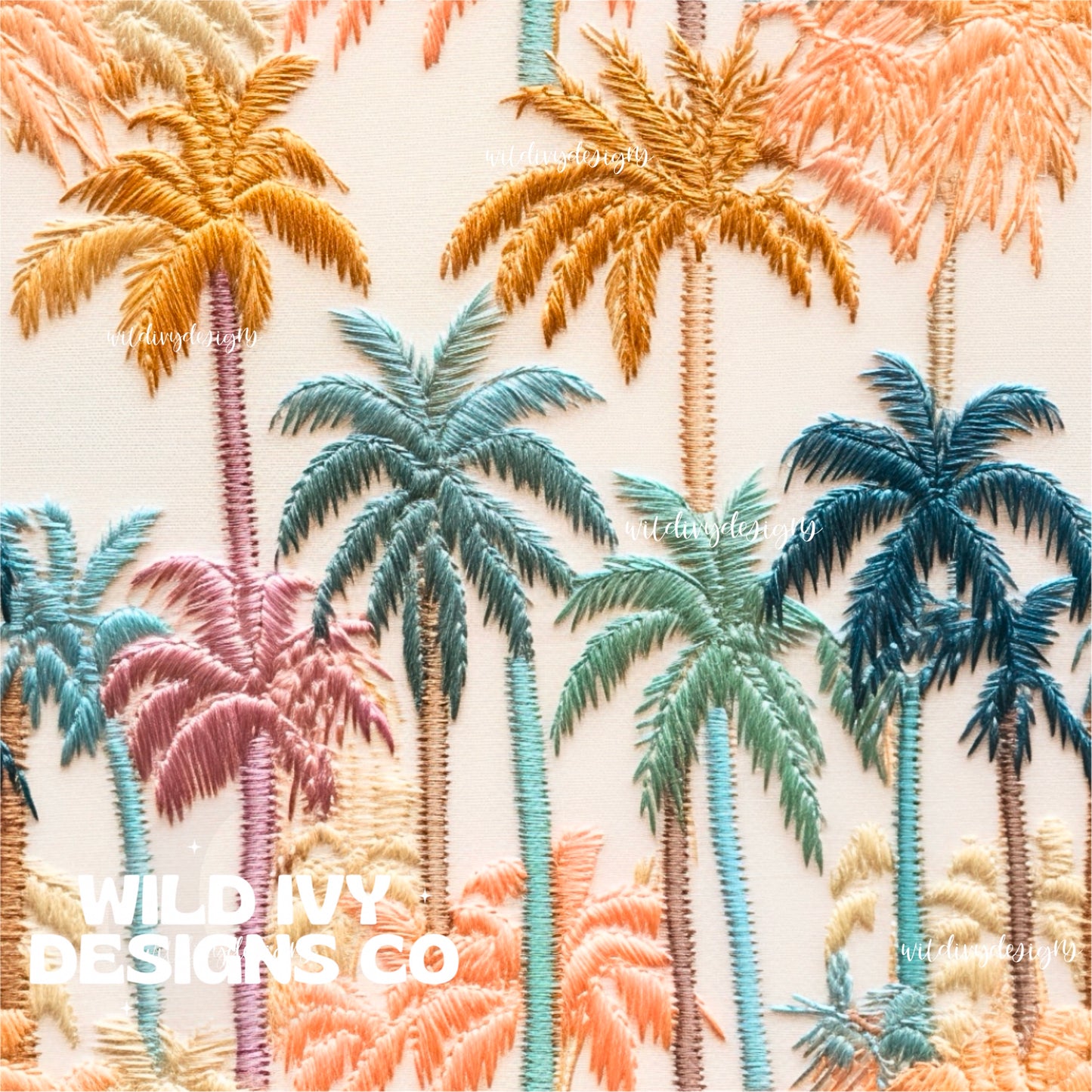 Embroidery Pastel Palms