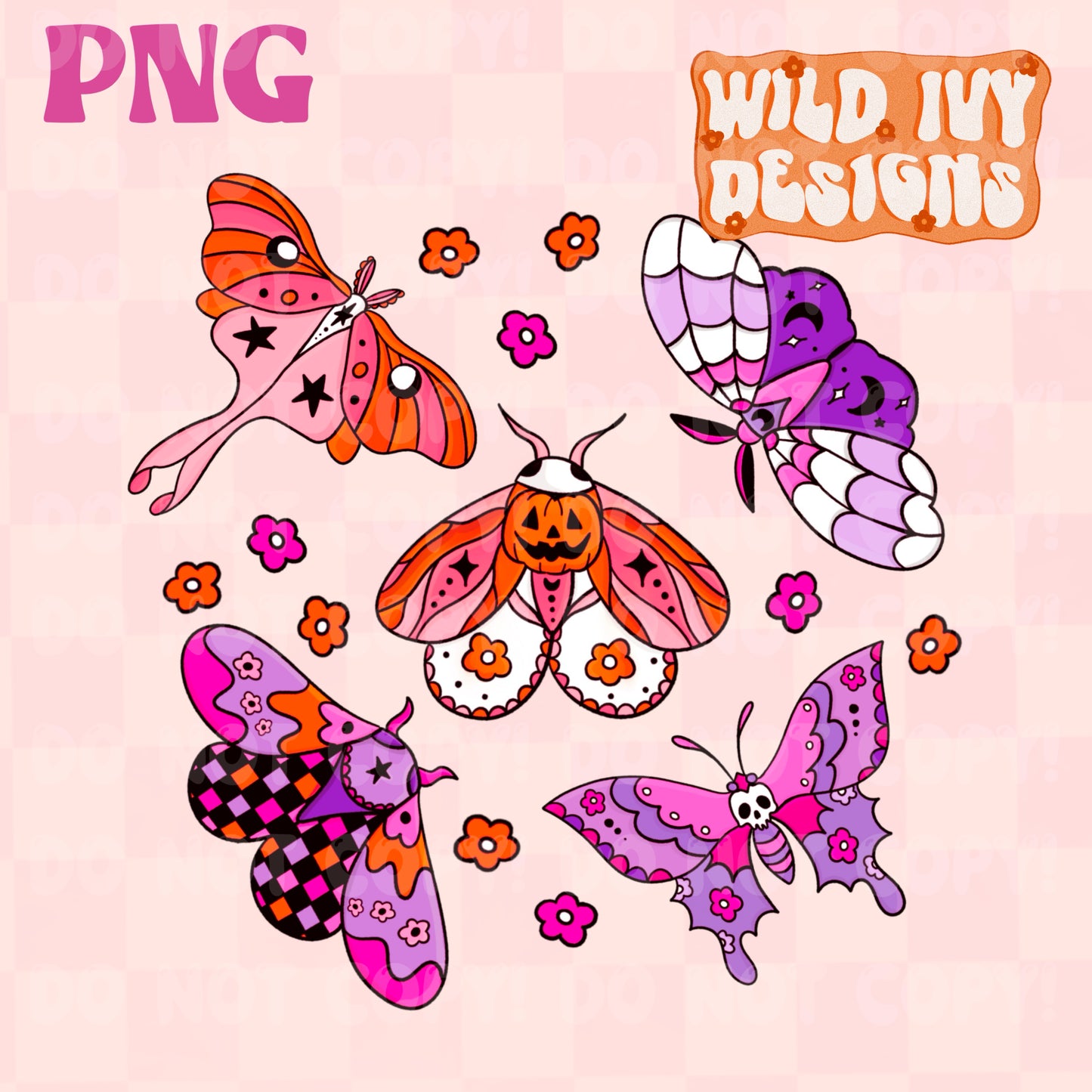 SPOOKY MOTHS PNG (3 colors)