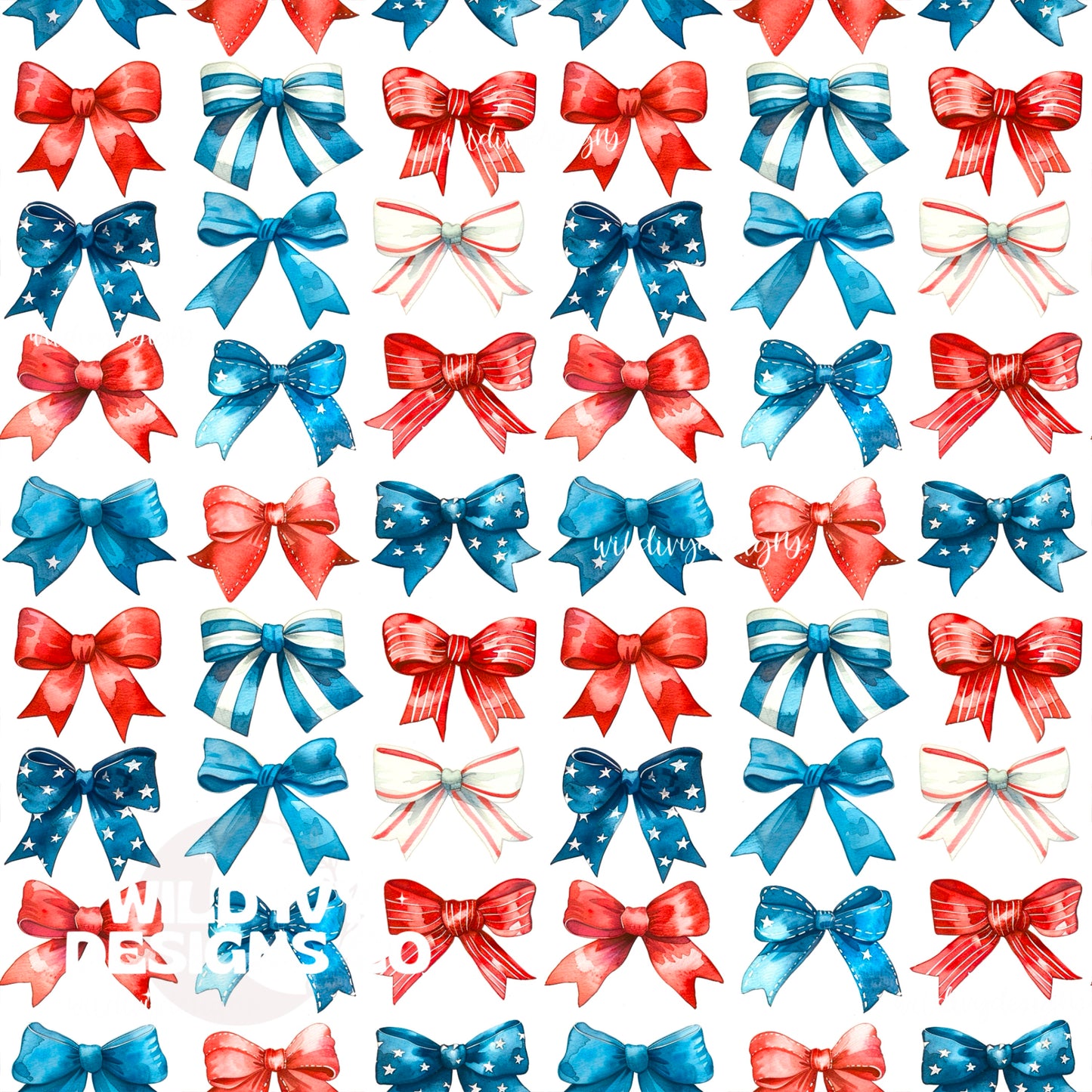 Watercolor Vintage Coquette RWB Bows