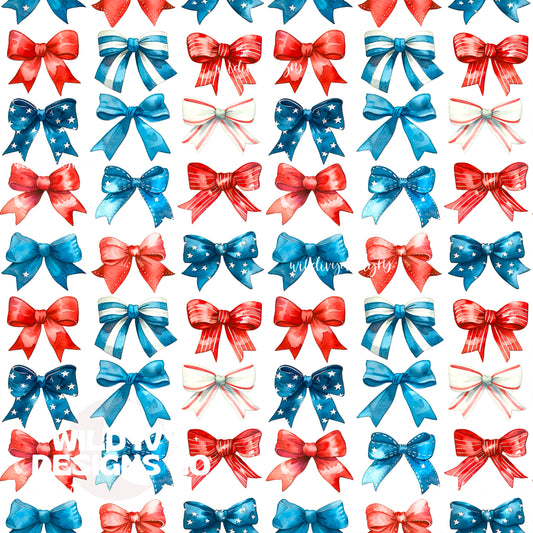 Watercolor Vintage Coquette RWB Bows