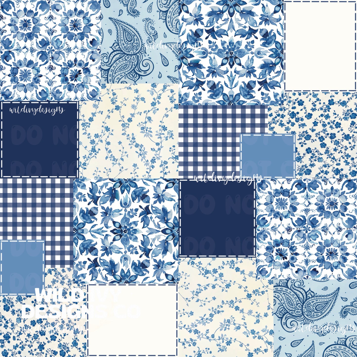 Blue Porcelein Pattern Patchwork