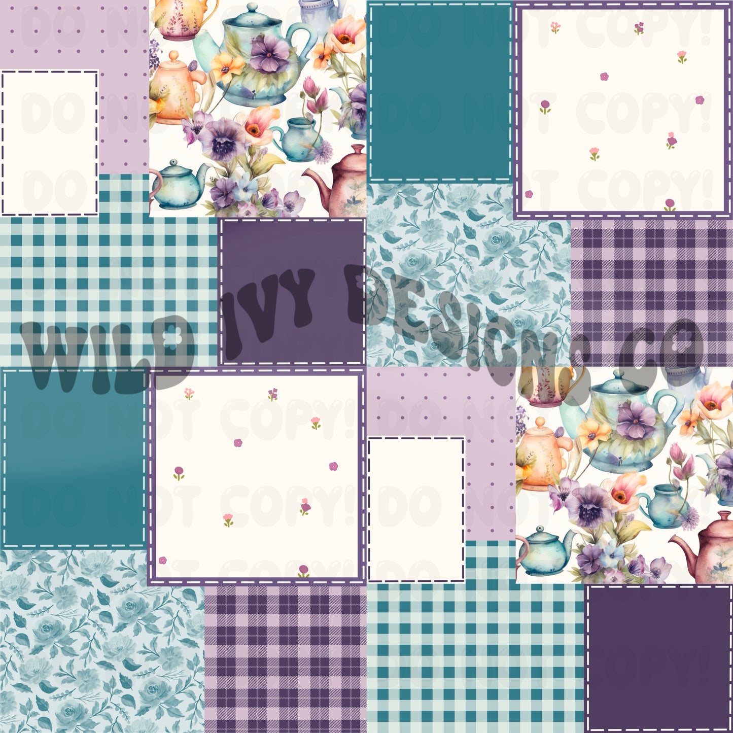 Tea Party Patchwork (Purple & Blue)