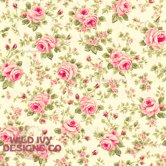 Pink Vintage Rose Wallpaper Pattern