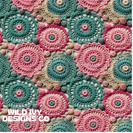 Teal and Pink Circle Crochet Pattern