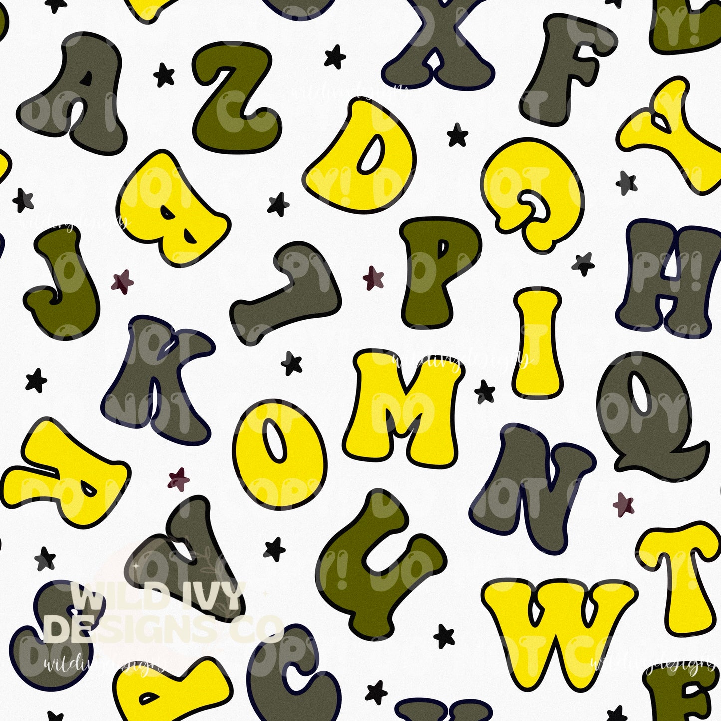 Yellow Green & Grey ABCs